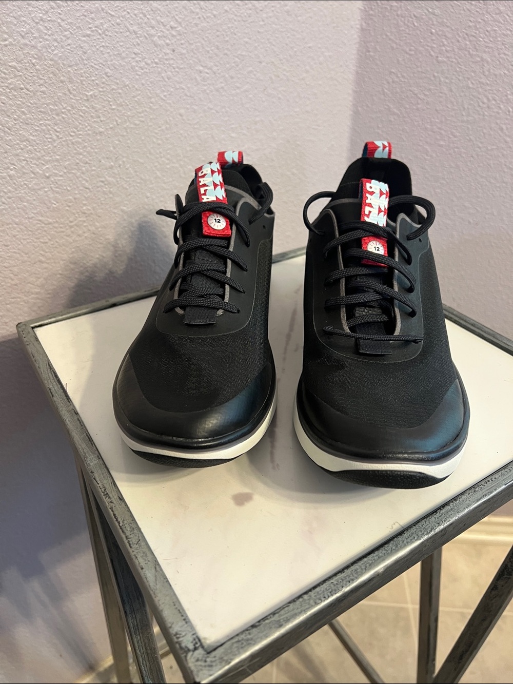 Bala Men's Black Sneakers with Red Pull-Tab Accents